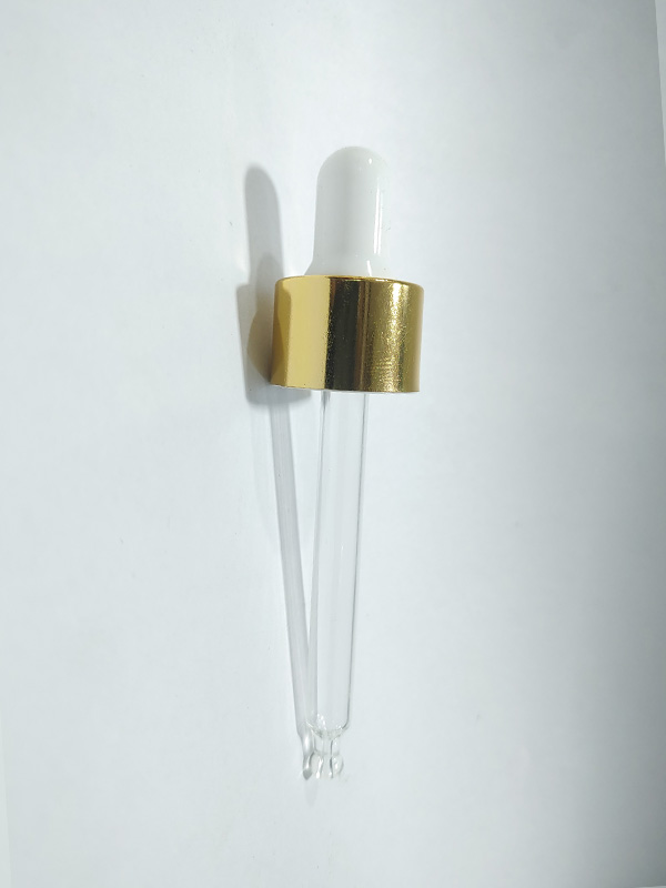 18-410 Golden Aluminum Collar Dropper set with White Teat and Glass Tube Upto 110 MM